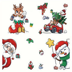 6pcs Christmas Window Sticker Dwarfs Snowflake Wall Stickers
