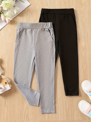 2pcs Girls Soft Stretch Long Pants for Spring and Autumn