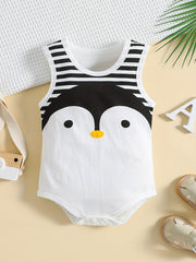 Cartoon Striped Sleeveless Cotton Onesie Clothes