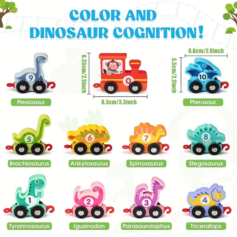 LZOY Wooden Train Set Dinosaur Toys For Kids 3 5 Years Old Toy Cars For Toddler