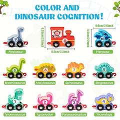 LZOY Wooden Train Set Dinosaur Toys For Kids 3 5 Years Old Toy Cars For Toddler