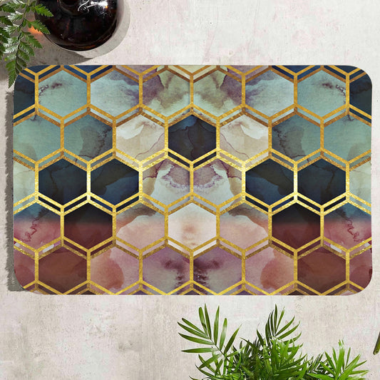 Hexagon Pattern Floor Mat Modern Kitchen Rug Indoor Carpet Colorful