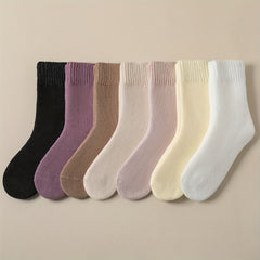 7 Pairs Plush Lined Socks Women's Stockings