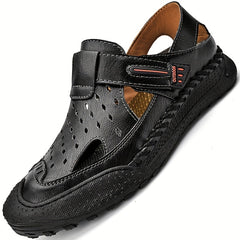 Men's Leather Sandals Closed Toe Fisherman Summer Shoes