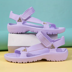Women's Rhinestone Wedge Sandals Summer Casual Ankle Strap Sports Sandals