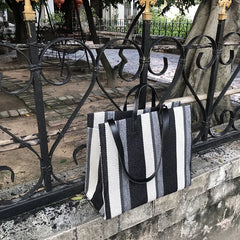 Hot Women Handbag Female Stripe Canvas Bag Lady Casual Canvas Tote Bag