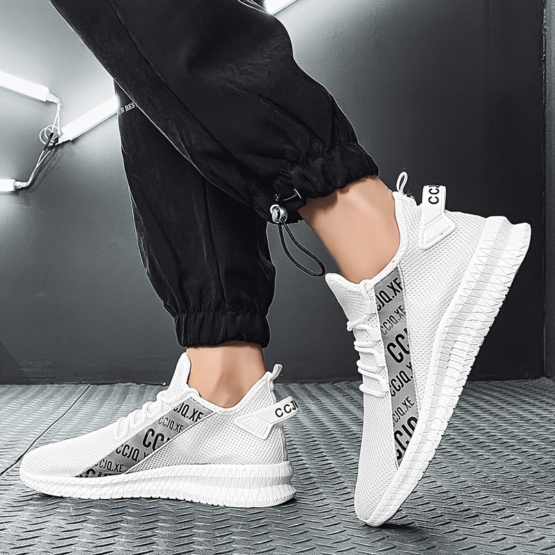 Men's Mesh Slip-On Sneakers with Shoelaces Breathable Lightweight Shoes