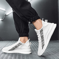 Men's Mesh Slip-On Sneakers with Shoelaces Breathable Lightweight Shoes