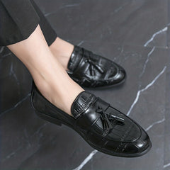 Men's Tassel Loafer Shoes Casual Slip On Textured Shoes