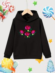 Girl's Cartoon Flowers Cotton Hoodie Sweatshirt for Outdoor