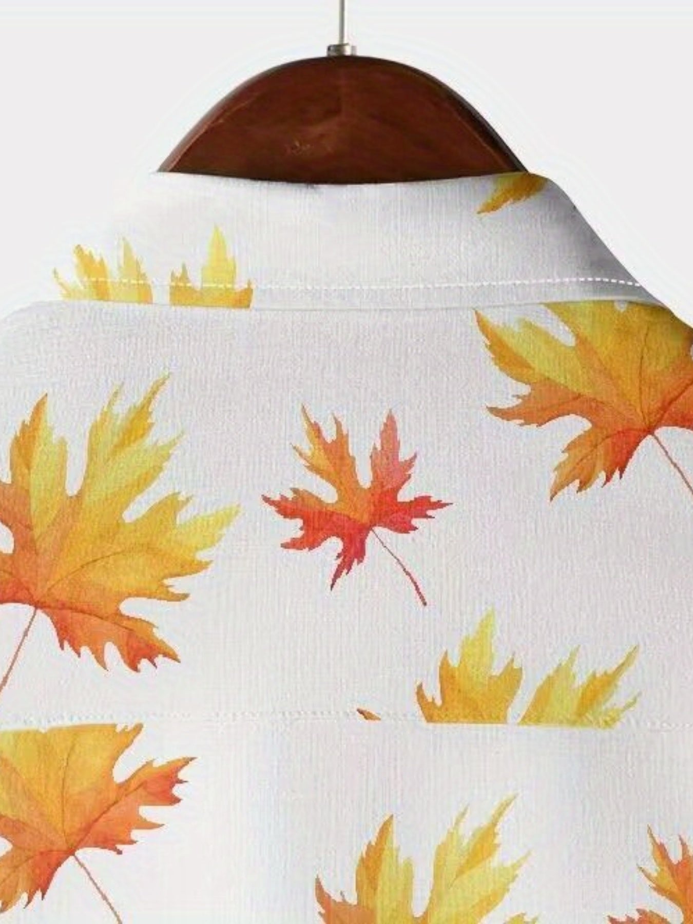 Maple Leaf Print Button Up Shirt For Men