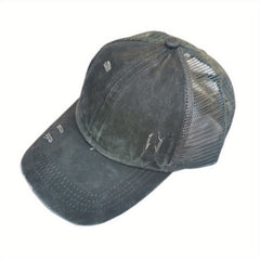 Ribbed Mesh Distressed Cap Sun Protection