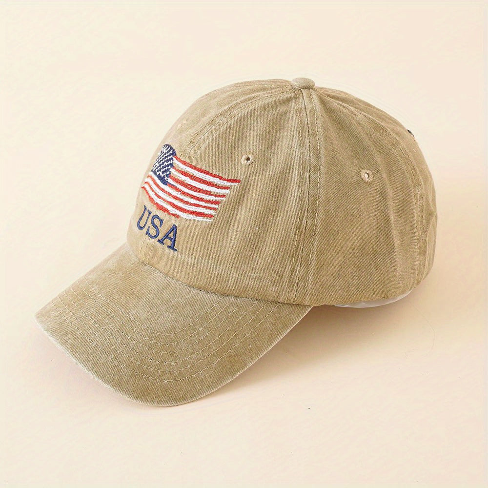 American Flag Embroidery Curved Brim Dad Hat Unisex Adjustable Sun Hats