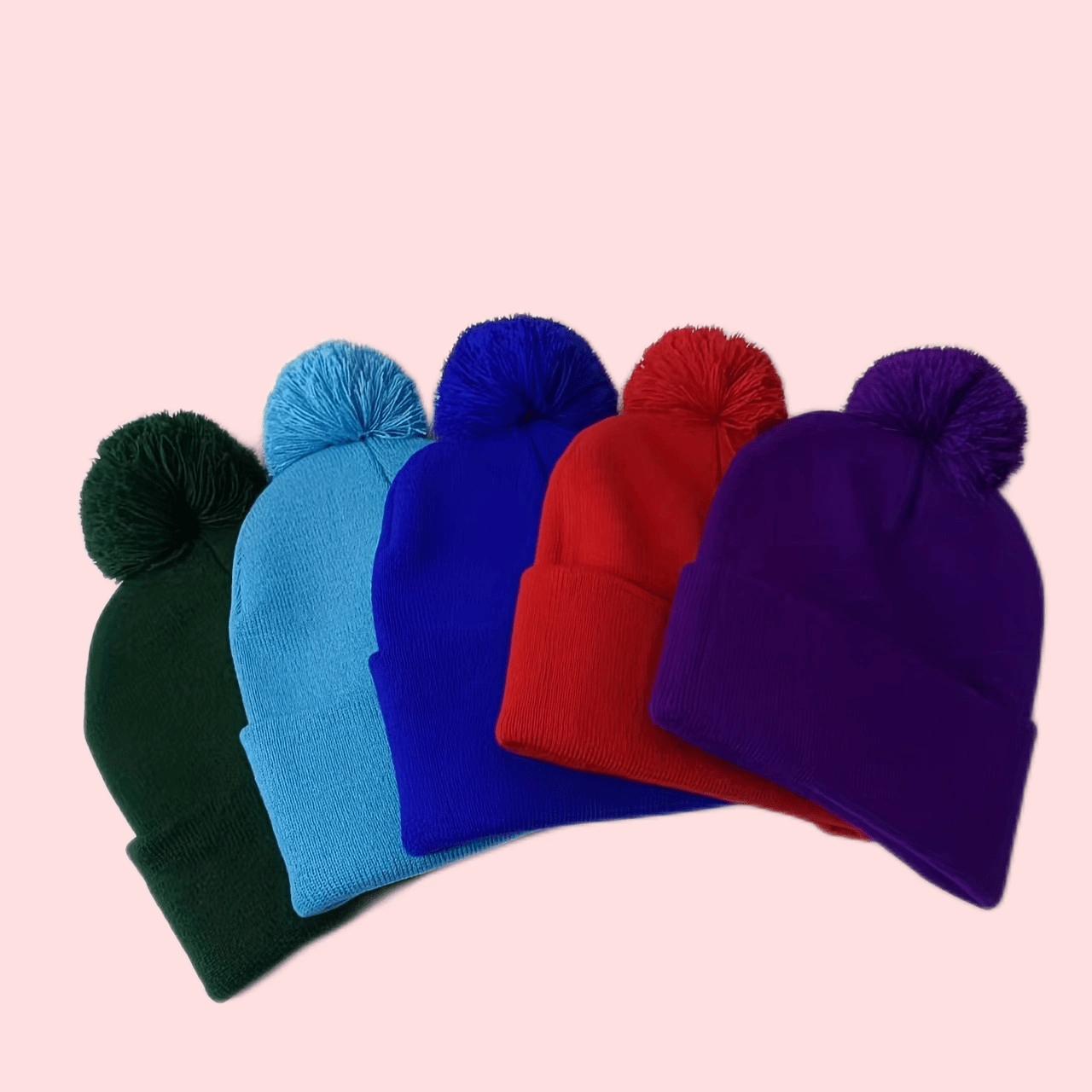 Knitted Hat With Pom Winter Coldproof Warm Beanies