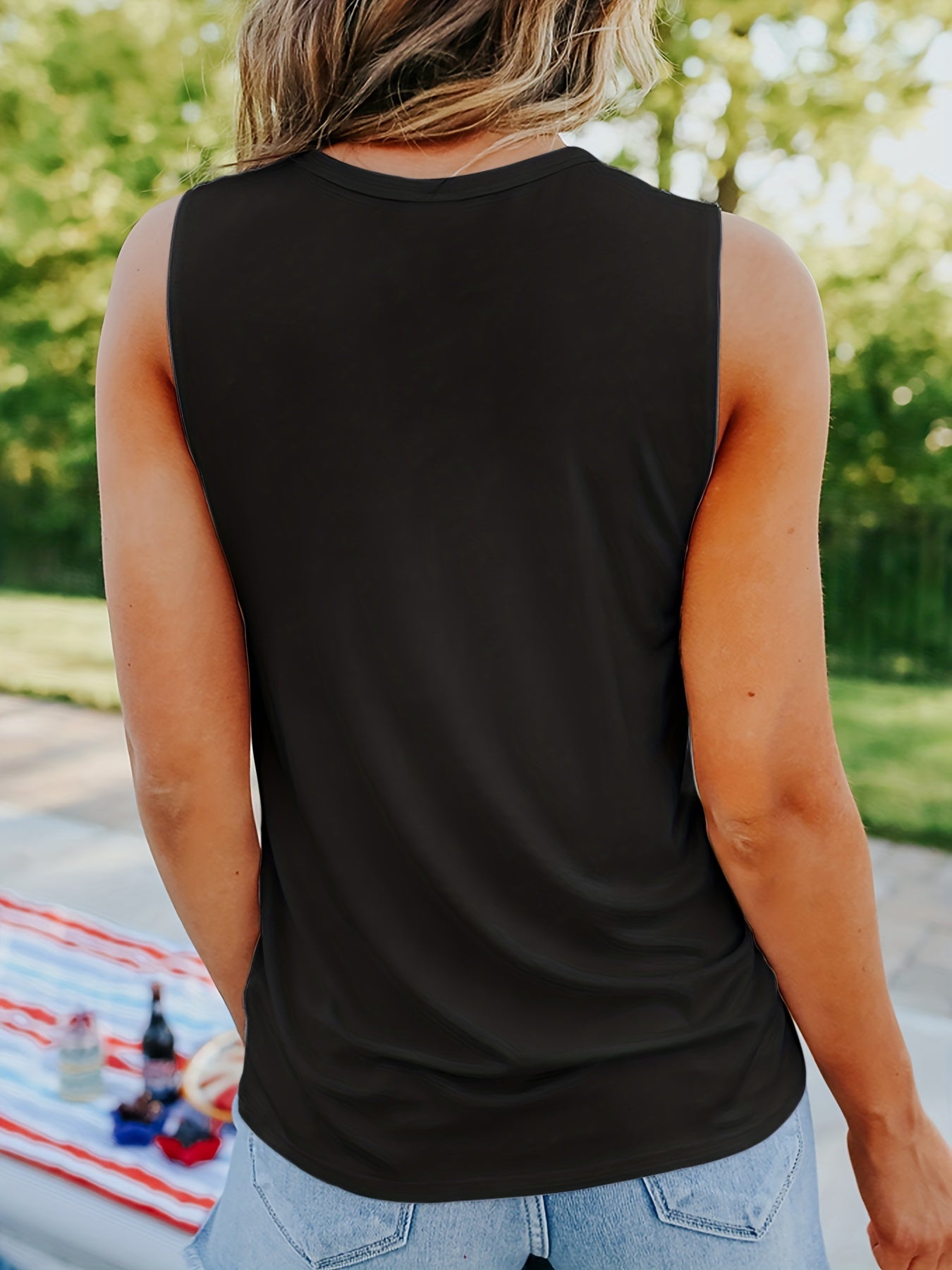 Skeleton & NEVER BETTER Print Tank Top Summer Sleeveless Top