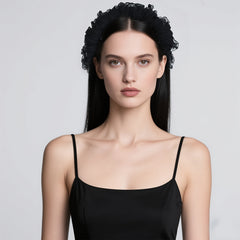 Women's Tulle Headband with Faux Pearl Bridal Veil Hair Accessory