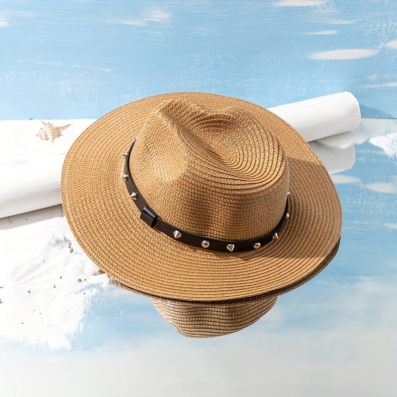 Vintage Sun Hat Khaki Jazz Fedora Cap Straw Hats Outdoor Travel Beach Cap