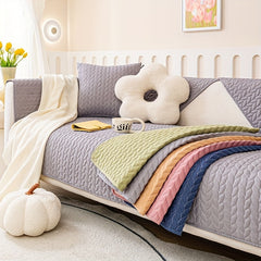 Tree Leaf Embroidered Sofa Cover, Pet-Friendly Fabric Furniture Protector