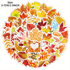 50Pcs Autumn Wind Falling Leaves Cartoon Graffiti Sticker DIY Creative Toys