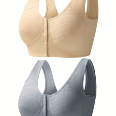 2 Front Buckle Wireless Bras Comfy Full Coverage Bra Women's Lingerie