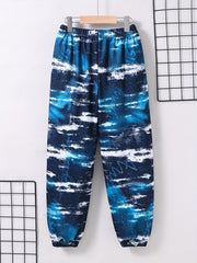 Boys Casual Elastic Waist Letter Print Long Pants