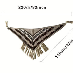 Beige Vintage Triangle Shawl Tassel Warm Wrap