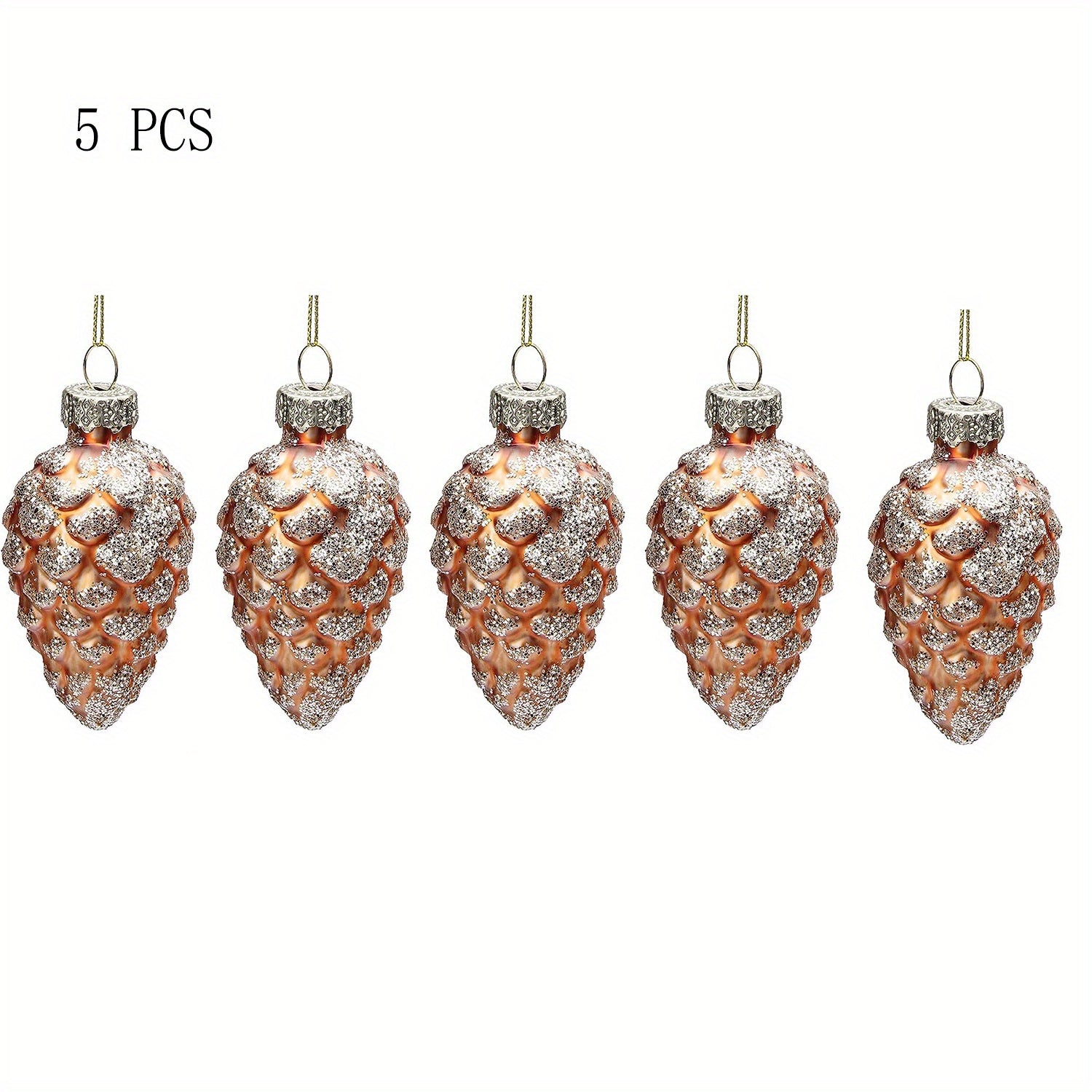 5pcs Glass Pine Cones Christmas Tree Decorations