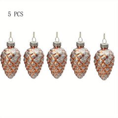 5pcs Glass Pine Cones Christmas Tree Decorations