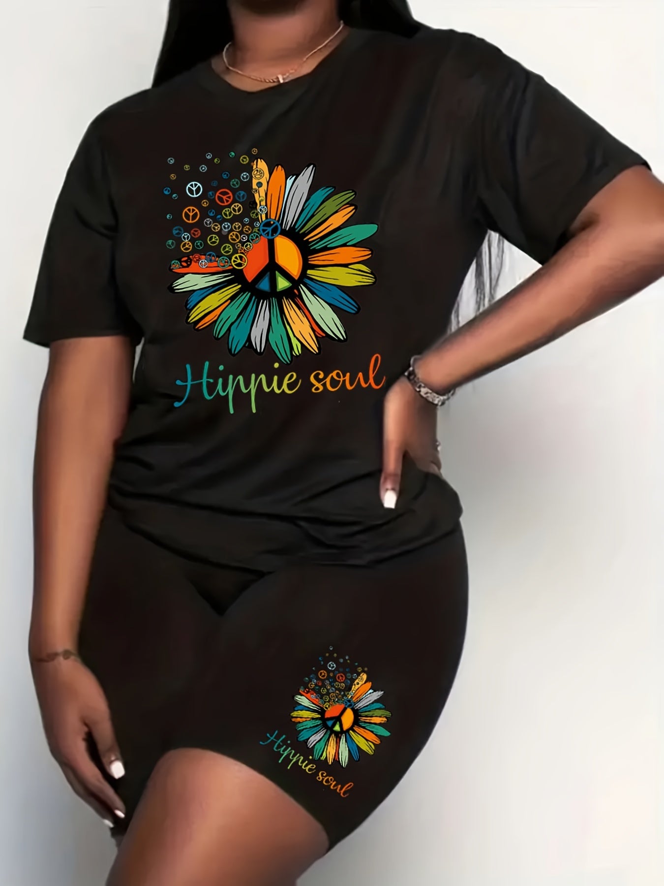 Graphic Print Top & Shorts Set