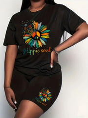 Graphic Print Top & Shorts Set