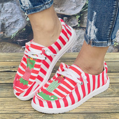 Women's Casual Christmas Socks Pattern Sneakers Flat Sports Outdoor Sneakers