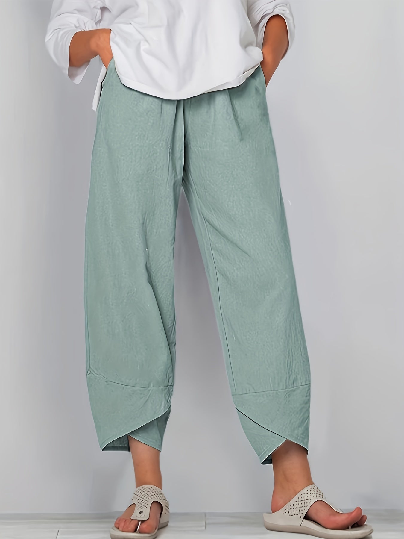 Elastic Cropped Pants Casual Loose Pants