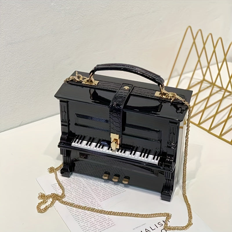 Piano Shape Acrylic Crossbody Bag with Chain - Gift for Women