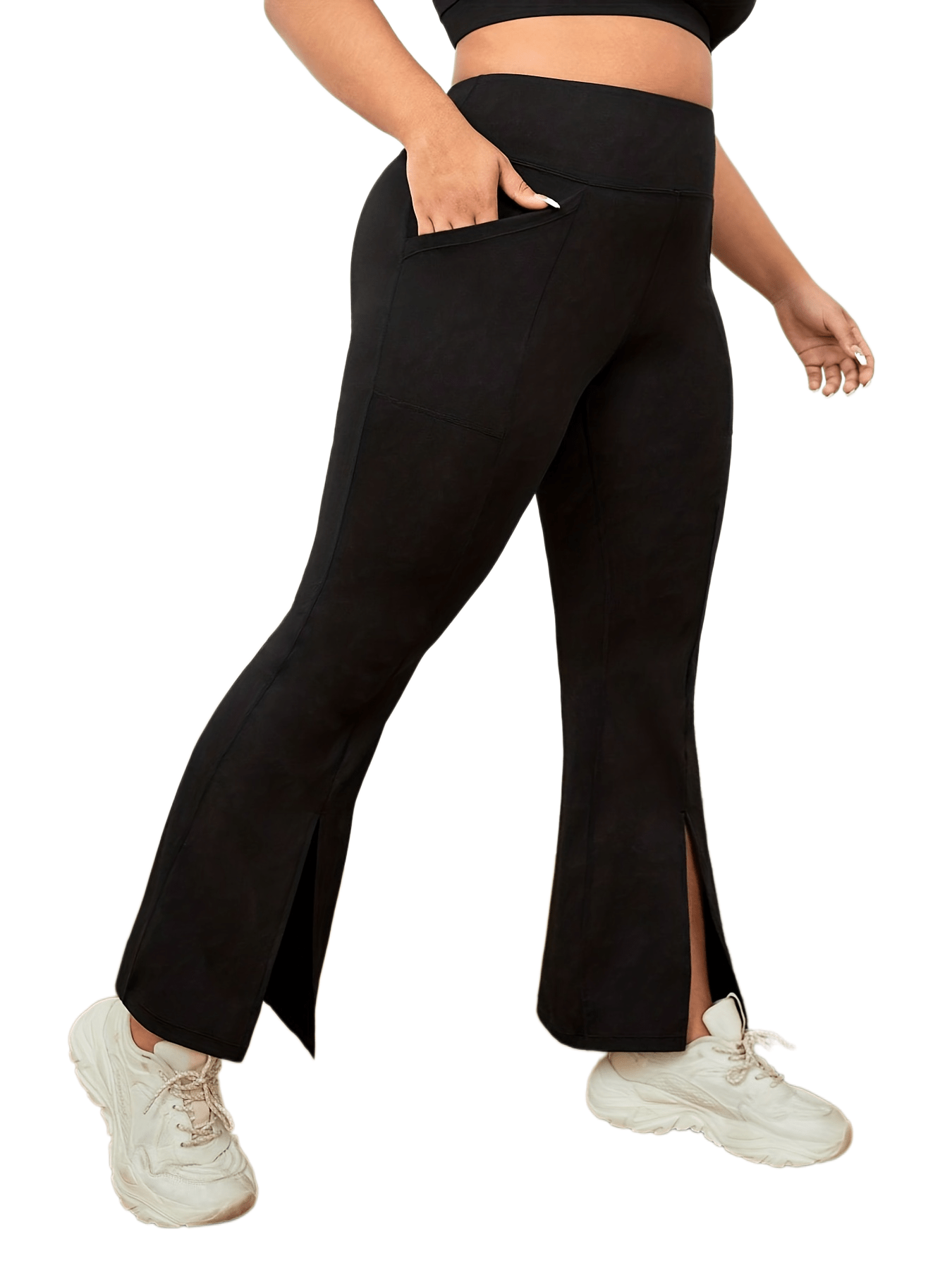High Rise Flared Leg Yoga Pants With Pockets