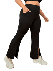 High Rise Flared Leg Yoga Pants With Pockets