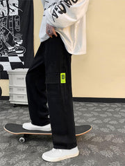 Wide Leg Sweatpants Men's Casual Solid Drawstring Pants