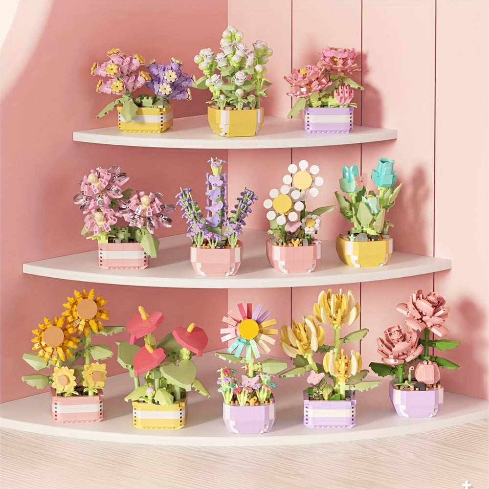 Building Block Toy Potted Plant Office Decoration Model Toy