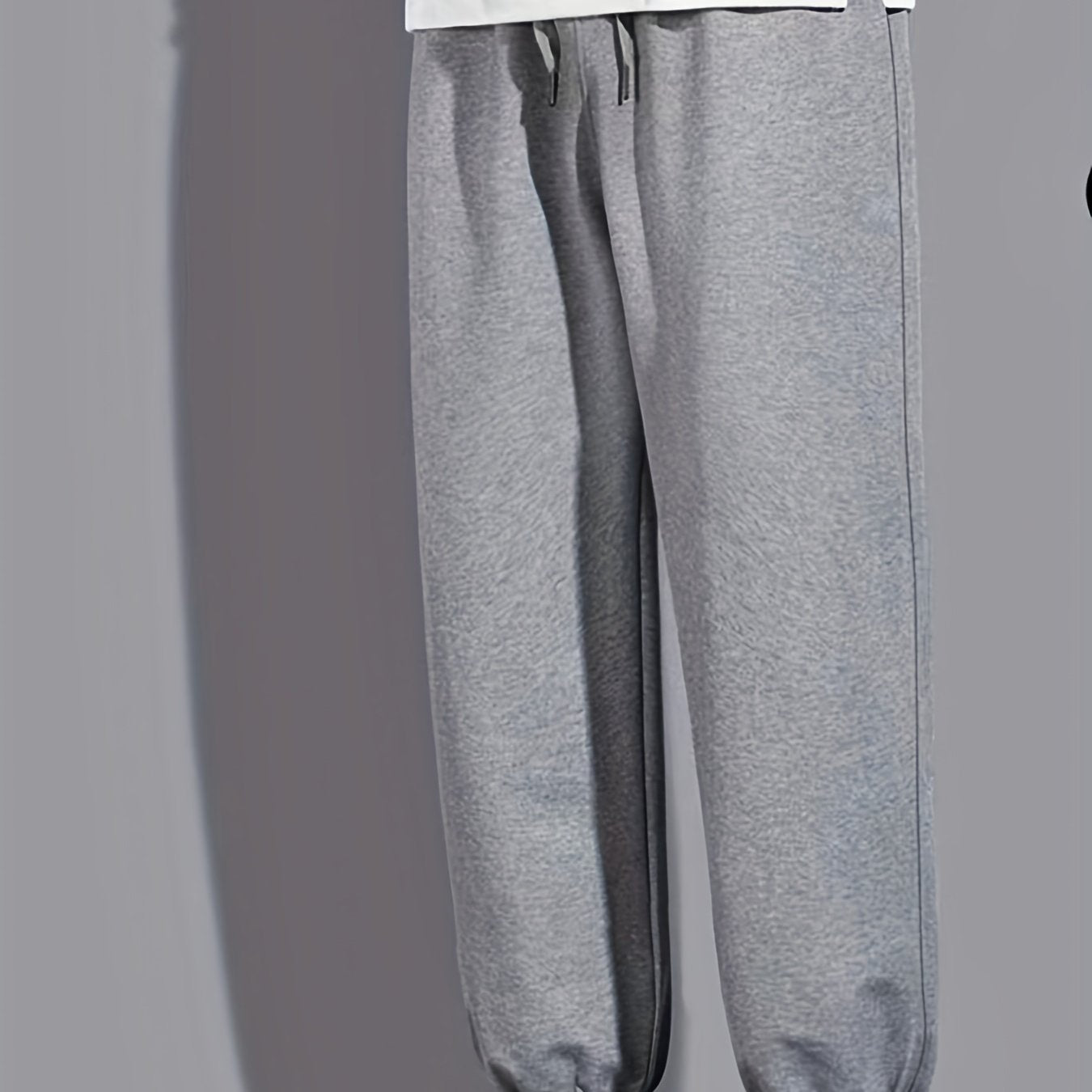 Men's Solid Drawstring Sweatpants Loose Fit Straight Leg
