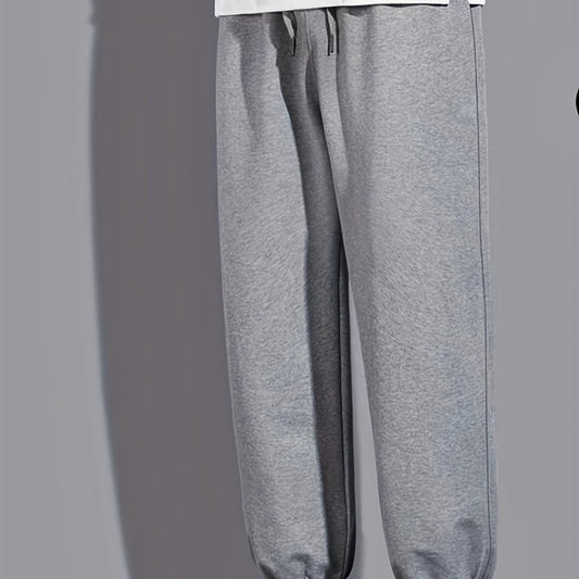 Men's Solid Drawstring Sweatpants Loose Fit Straight Leg