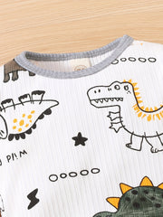 Toddler Baby 2pcs Dinosaur Pullover Sweatshirt & Pants Set