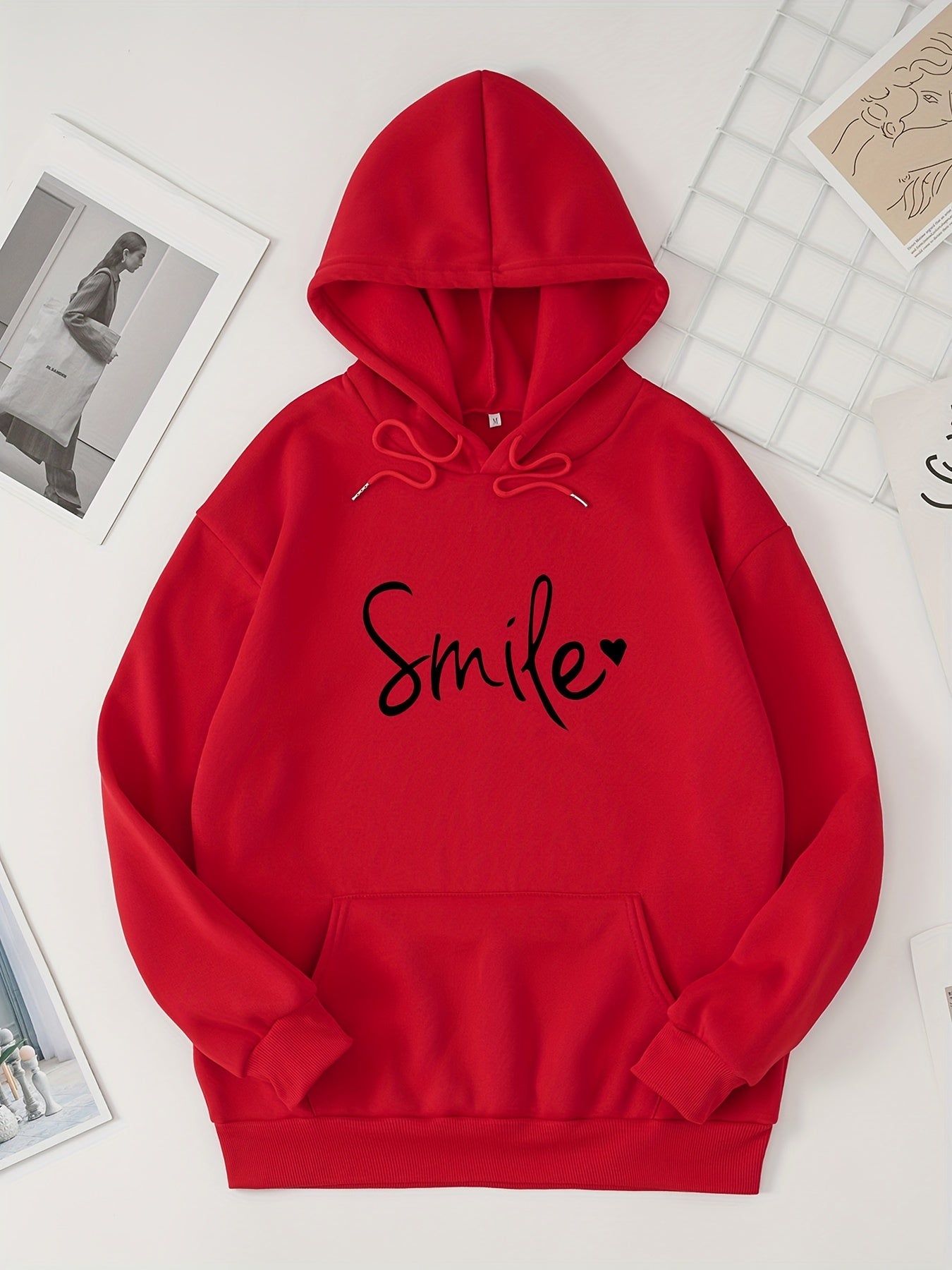 Letter Print Kangaroo Pocket Hoodie Casual Long Sleeve Drawstring Hoodies