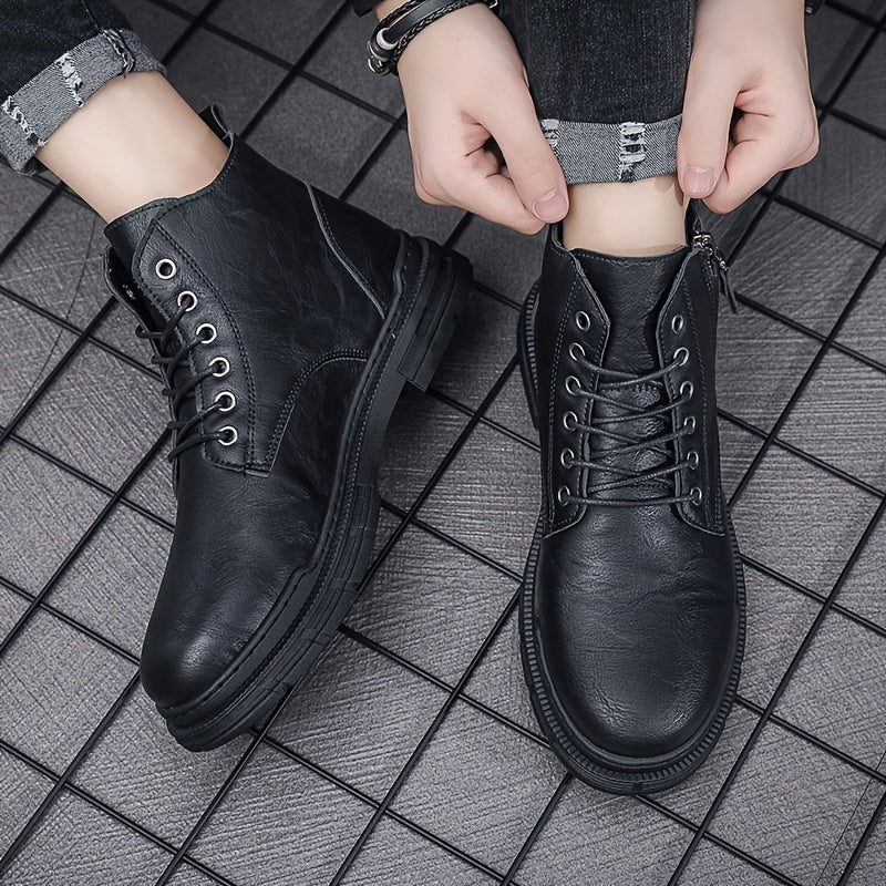 Men's Round Toe Zipper Boots