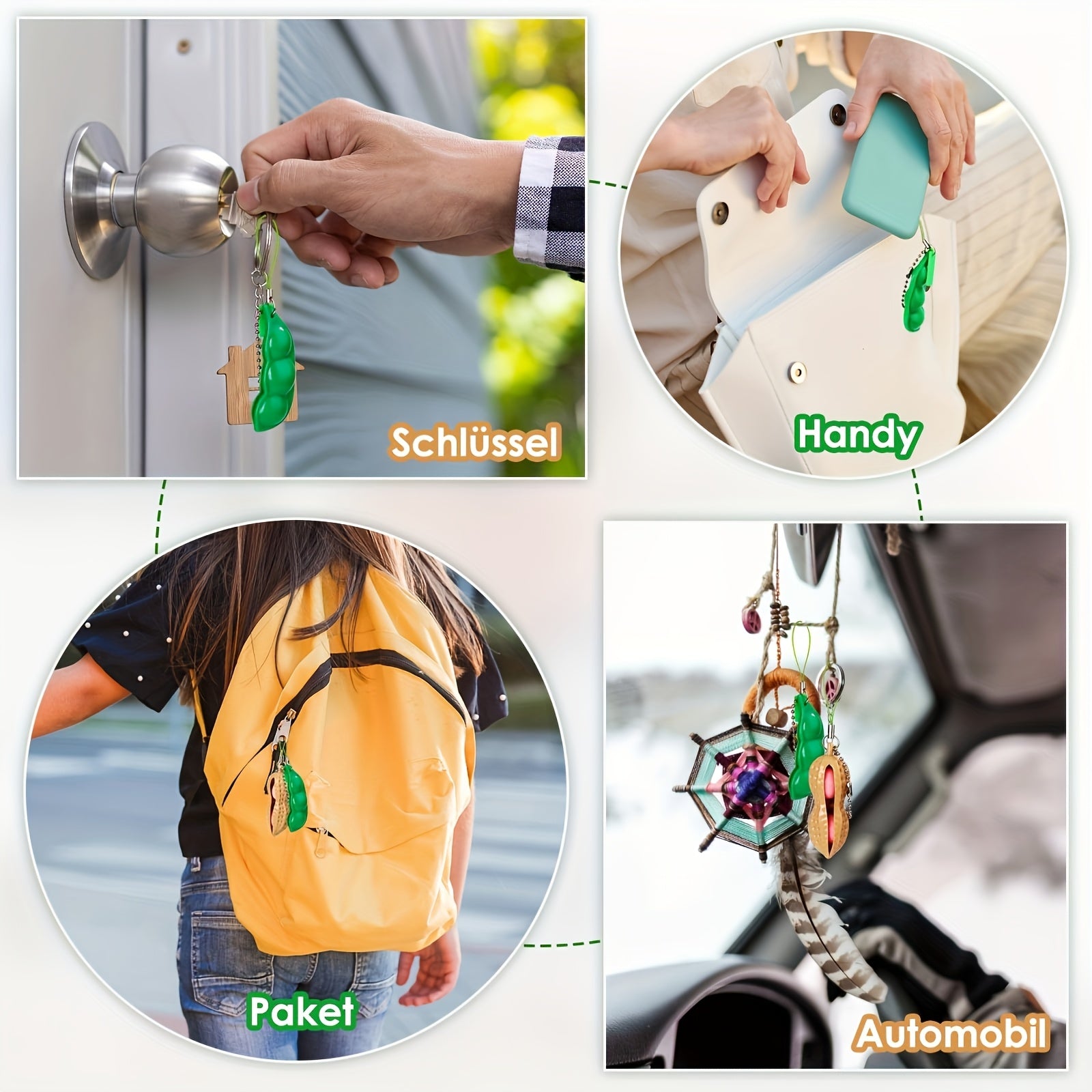 Squeeze Bean Keychain Relax Toy Textured Peanut Stress & Party Durable