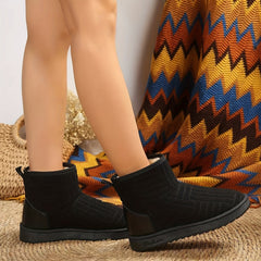 Women's Solid Snow Boots Non slip Comfortable Thickened Medium Tube Shoes