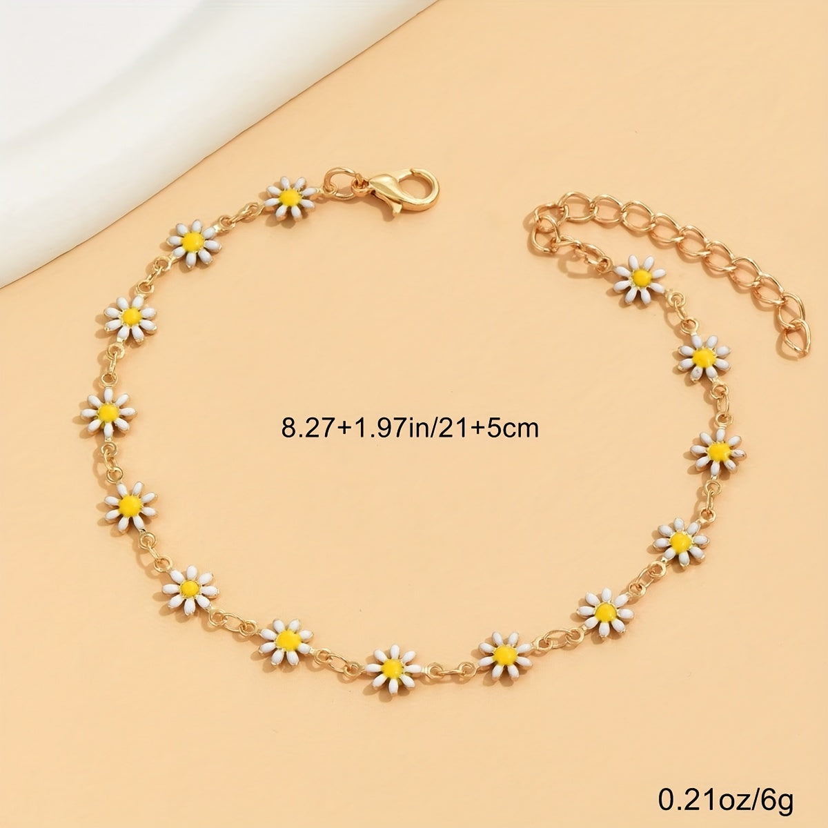 Oil Flower Beads Chain Anklet 14K Plated Alloy Bracelet