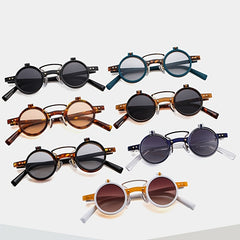 Vintage Punk Round Flip Sunglasses UV400 Shades