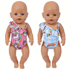 Rainbow Print Baby Doll Swimsuit for 14-18 Inch Dolls