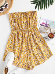 Boho Ditsy Floral Off Shoulder Jumpsuit Short Length