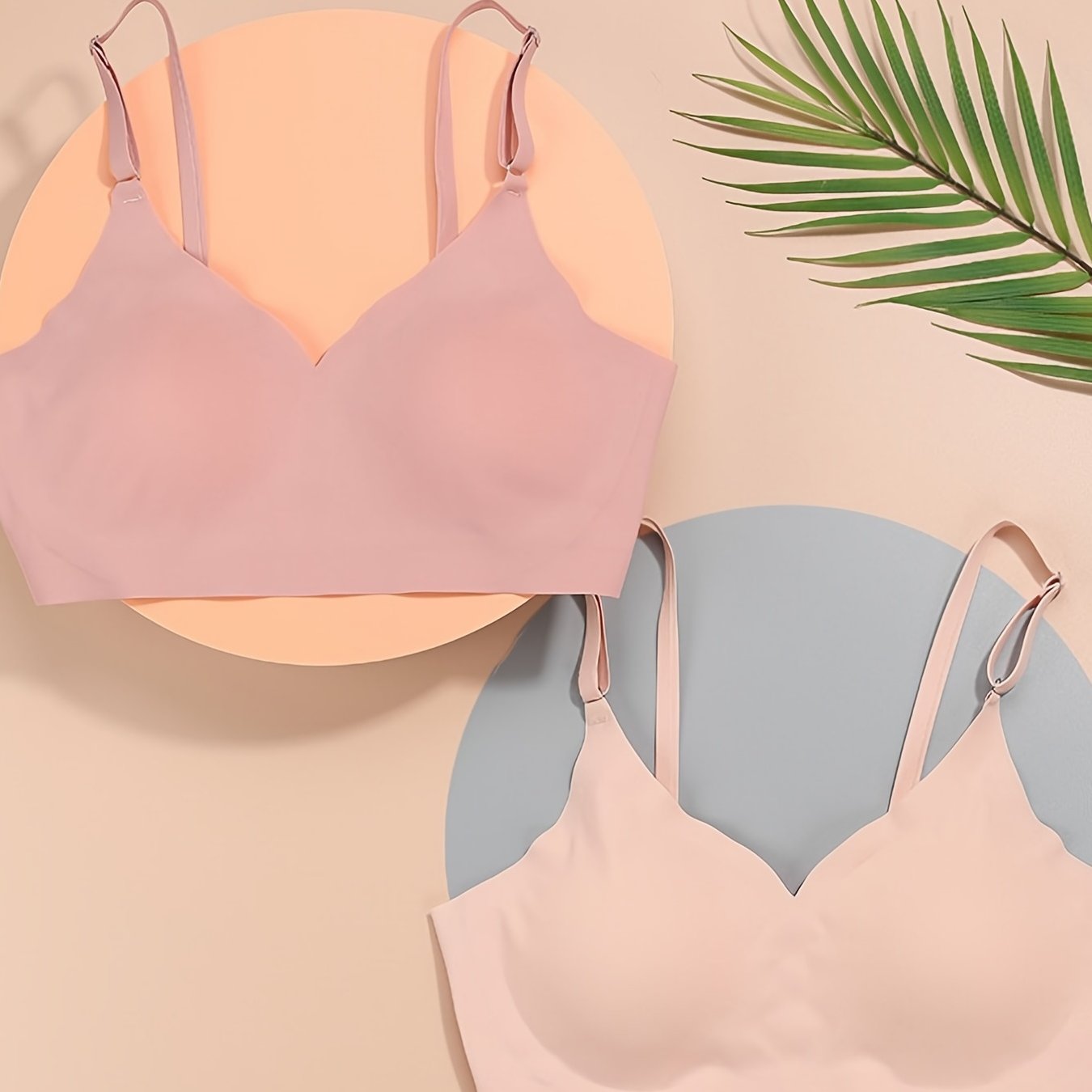 2pcs Wireless Seamless Comfort Bras Slightly Padded Bra Women's Lingerie