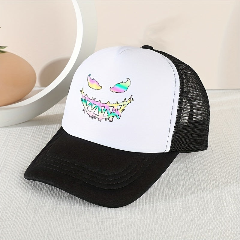 Devil Face Stitching Mesh Cap Sun Protection Breathable Cap